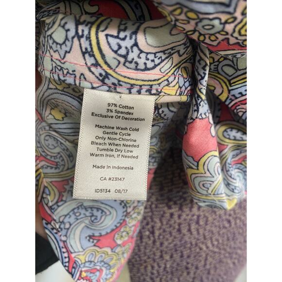 Talbots Cotton Blend Classic Button Front Shirt Floral Paisley Size 10 - Picture 6 of 6